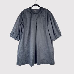 AYR Womens Dress Black Mini Textured Shift Balloon 3/4 Sleeve A Line Large